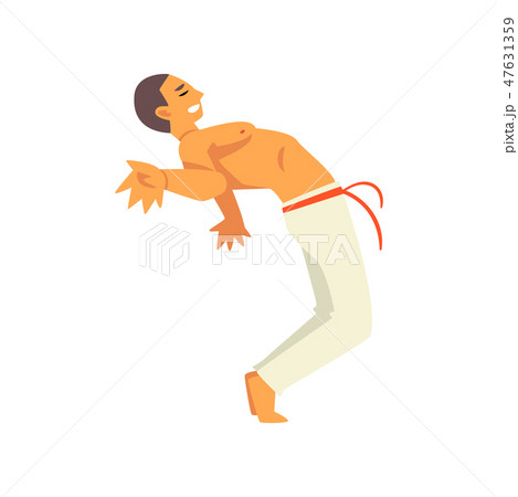 Male Capoeira Dancer Character Showing His Skill, Brazilian National Martial Art Vector Illustration 47631359