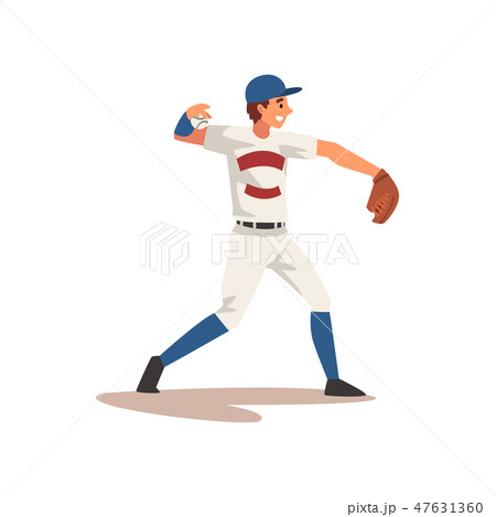 Baseball Player Pitcher Throwing Cartoon Stock Vector