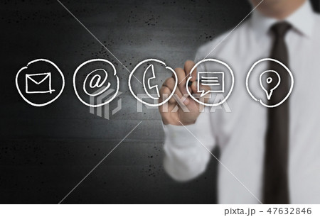 Contact options are written by businessman on screen Contact options are written by businessman on screen 47632846