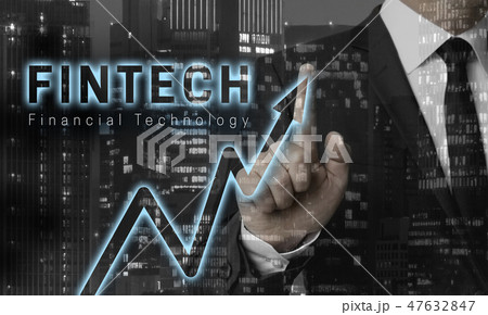 Fintech concept is shown by businessman 47632847
