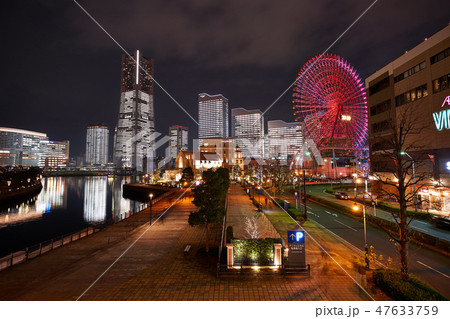 横浜みなとみらいの運河の夜景　TOWERS Milight　全館点灯 47633759