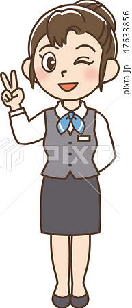 ビジネス　制服　女性　ピースサイン 47633856