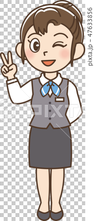 ビジネス　制服　女性　ピースサイン 47633856