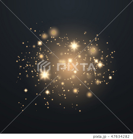 Glow light effect. Gold sparkle dust.  47634282