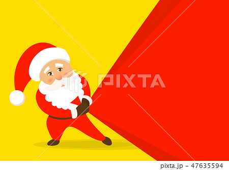 Cute Santa Claus with bag. Christmas vector icon.  47635594