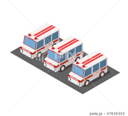 Ambulance car isometric 47636303