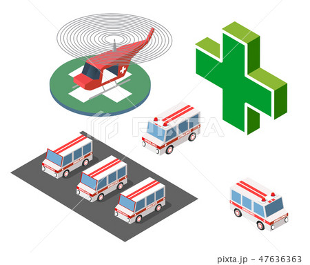 Ambulance helicopter and car Ambulance helicopter and car 47636363