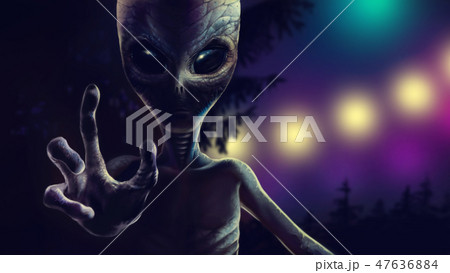 Terrible alien is reaching out to grab you. 2D art 47636884