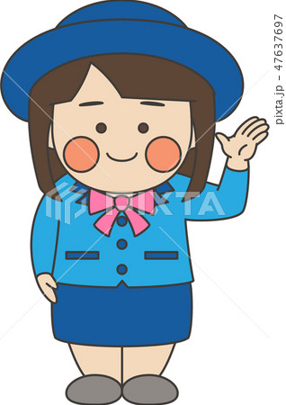 女性キャラクターバスガイドのイラスト素材