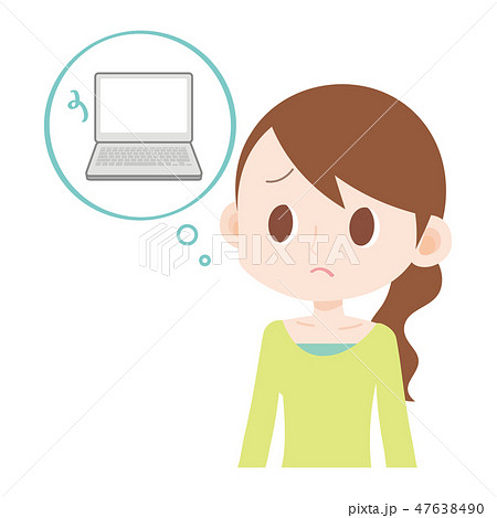 パソコンが苦手な女性　不安な表情 47638490