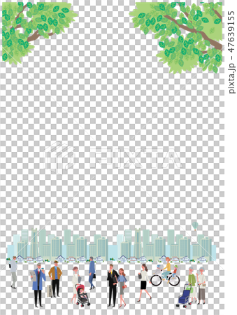 新緑 町と人々 町並み イラスト デザインのイラスト素材 新緑 町と人々 町並み イラスト デザインのイラスト素材