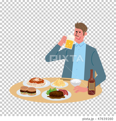 暴飲暴食をする 男性 イラストのイラスト素材