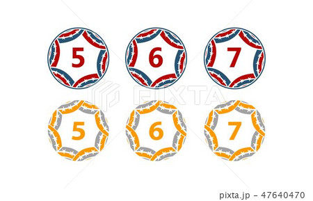 Ribbon Circle Star Number Set 47640470