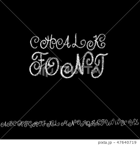 Chalk curly font. Grunge script on chalkboard. Vector calligraphy illustration. 47640719