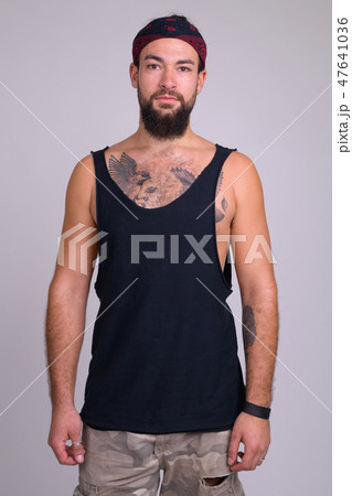 Portrait of young bearded handsome rebellious man Portrait of young bearded handsome rebellious man 47641036