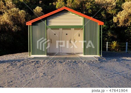 Outdoors public toilets in a park. 47641904