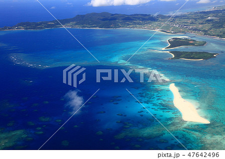 久米島ハテの浜の空撮 久米島ハテの浜の空撮 47642496