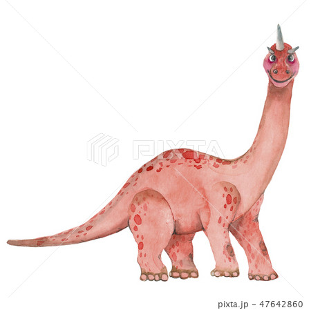 Watercolor dinosaurs brontosaurus 47642860