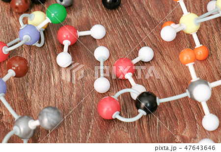Closeup models of molecules from a plastic constructor. 47643646