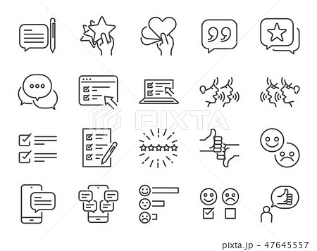 Reviews line icon set Reviews line icon set 47645557