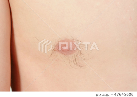 Men's Breasts close-up. One nipple with hairs. 47645606