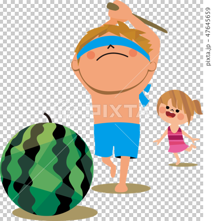 スイカ割りをする子どもたち 47645659