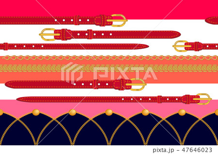 Abstract print with golden chains and red belts. 47646023