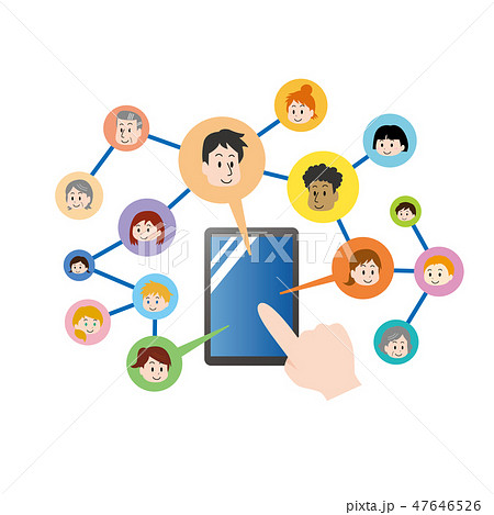 ネットワーク ソーシャルネットワーク スマートフォン イメージのイラスト素材