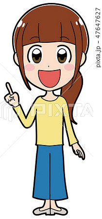 指をさす女性のイラスト素材 全身 のイラスト素材