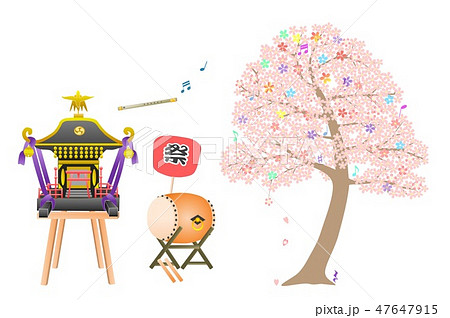 桜ー祭 神輿のイラスト素材