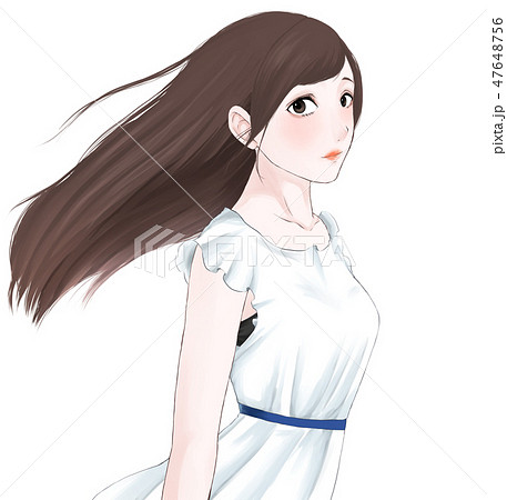 髪の長い女の子のイラスト素材