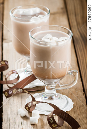 Cups of Hot Chocolate with marshmallows 47649069