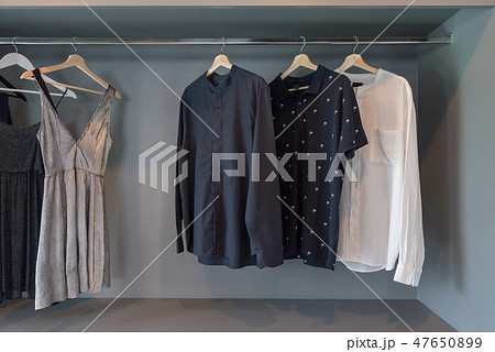 modern closet with clothes hanging modern closet with clothes hanging 47650899