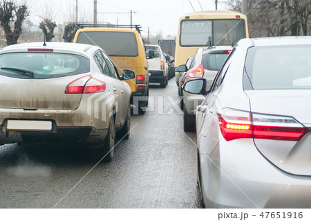 car within traffic jam in rush hour highway in city cars everywhere around 47651916