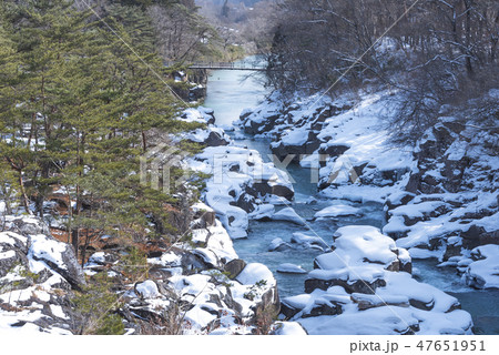 冬 厳美渓 渓流 川 水 雪 冬 厳美渓 渓流 川 水 雪 47651951
