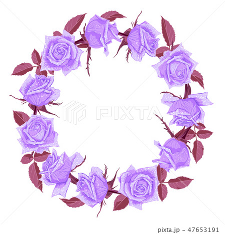 Hand drawn cute floral wreath with roses. 47653191