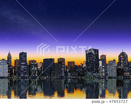 都会の夜景 高層ビル群 ｃｇ イラストのイラスト素材