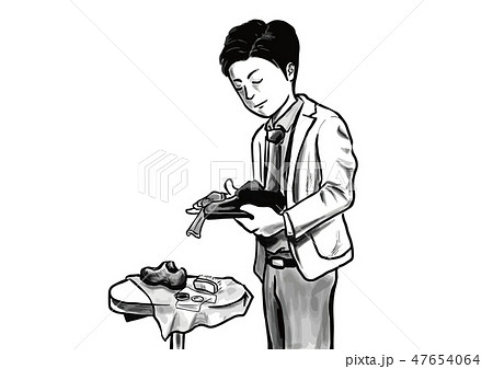 靴のイラスト モノクローム アート作品 靴磨きのイラスト素材 [47654064] - PIXTA