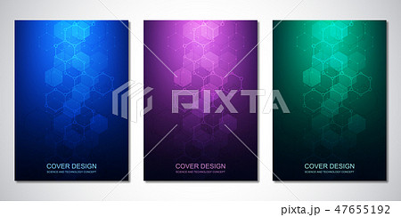 Vector template for cover or brochure, with hexagons pattern and technological background. Abstract Vector template for cover or brochure, with hexagons pattern and technological background. Abstract 47655192