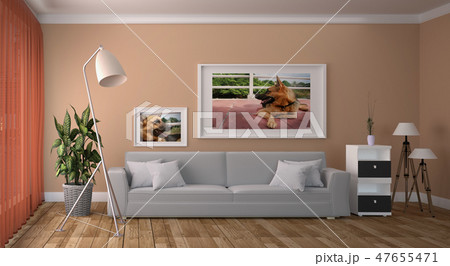 Living Room Interior - Scandinavian style 47655471