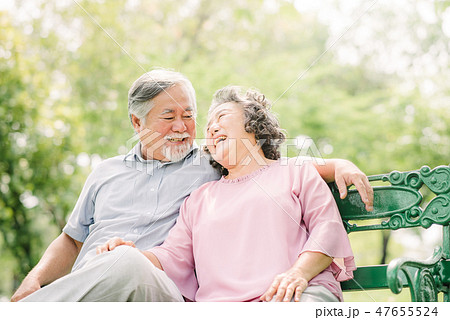 Happy Asian Senior couple laughing 47655524