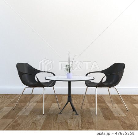 Two chairs and Dining table, wooden floor 47655559