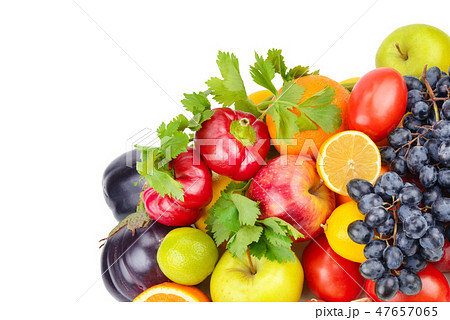 Fruits and vegetables isolated on a white  47657065