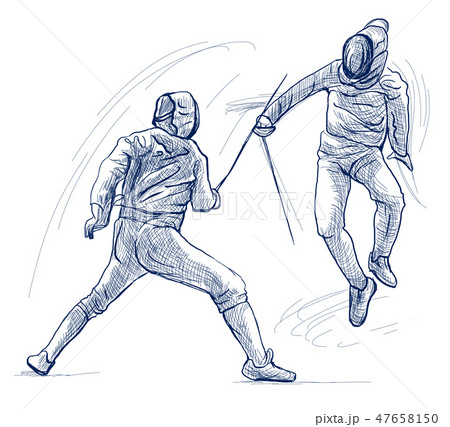 Fencing - An hand drawn illustration. Freehand. Fencing - An hand drawn illustration. Freehand. 47658150