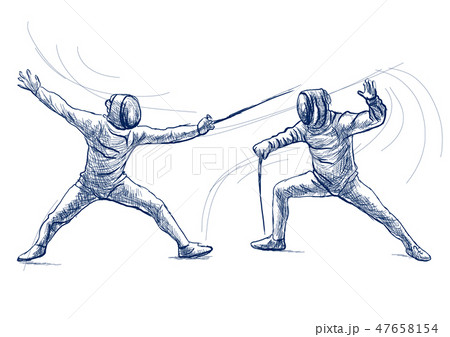 Fencing An Hand Drawn Illustration Freehand のイラスト素材