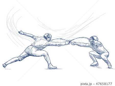 Fencing An Hand Drawn Illustration Freehand のイラスト素材 47658177 Pixta