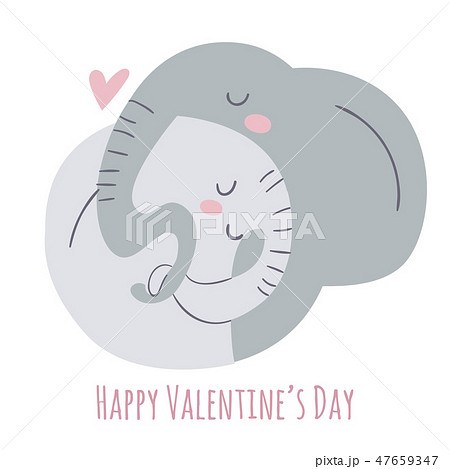 Vector flat style illustration with love and elephants. 47659347