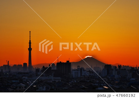 東京スカイツリーとダイヤモンド富士 47660192