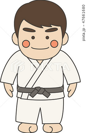 男性キャラクター柔道のイラスト素材