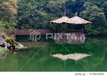 Sister lake reflection pavilion in Alishan natural 47664960